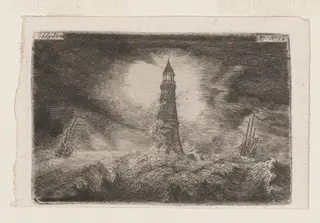 Eddystone Lighthouse, by of Eldin, John Clerk, ink