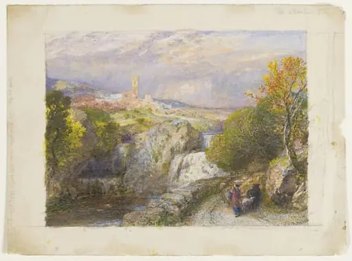 Mountain Streams and an Ancient Fortress, by Samuel Palmer, watercolor, 1850