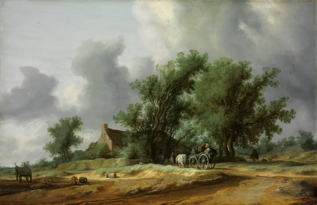 Road in the Dunes, by Salomon van Ruysdael, oil, 1631