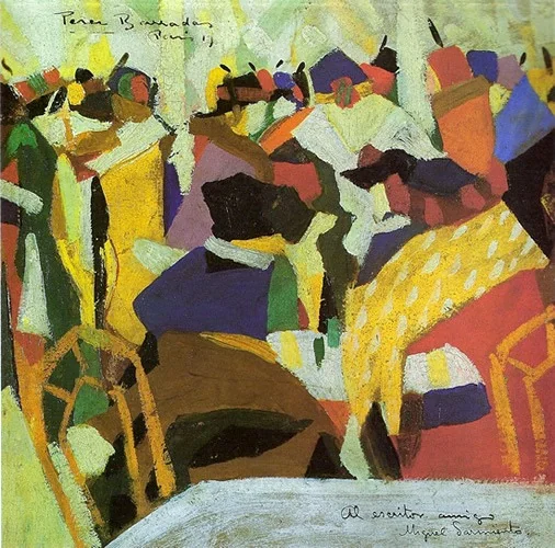 The tango color emotion. Coffee scene. Crowd, detail