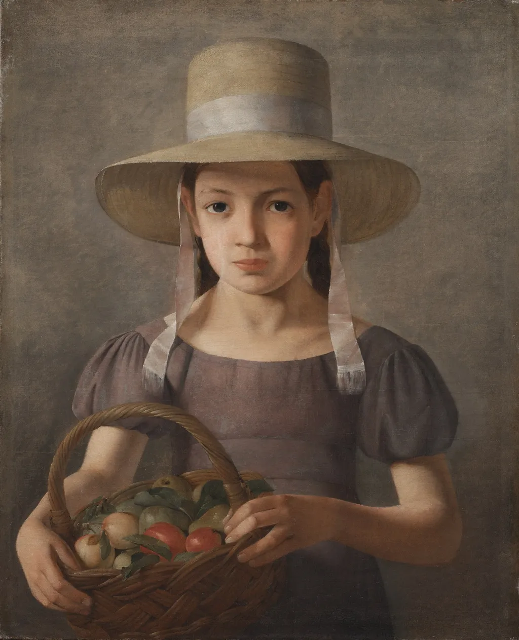 A Girl with Fruits in a Basket, by Constantin Hansen, oil, 1827