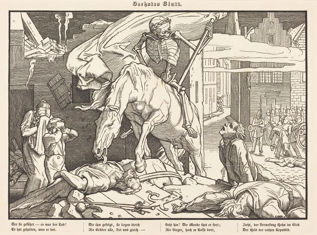 Auch ein Todtentanz VI, by Alfred Rethel, ink, 1849