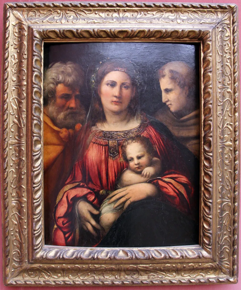 Die Heilige Familie mit dem Heilige Franziskus, by Battista Dossi, paint, 1513