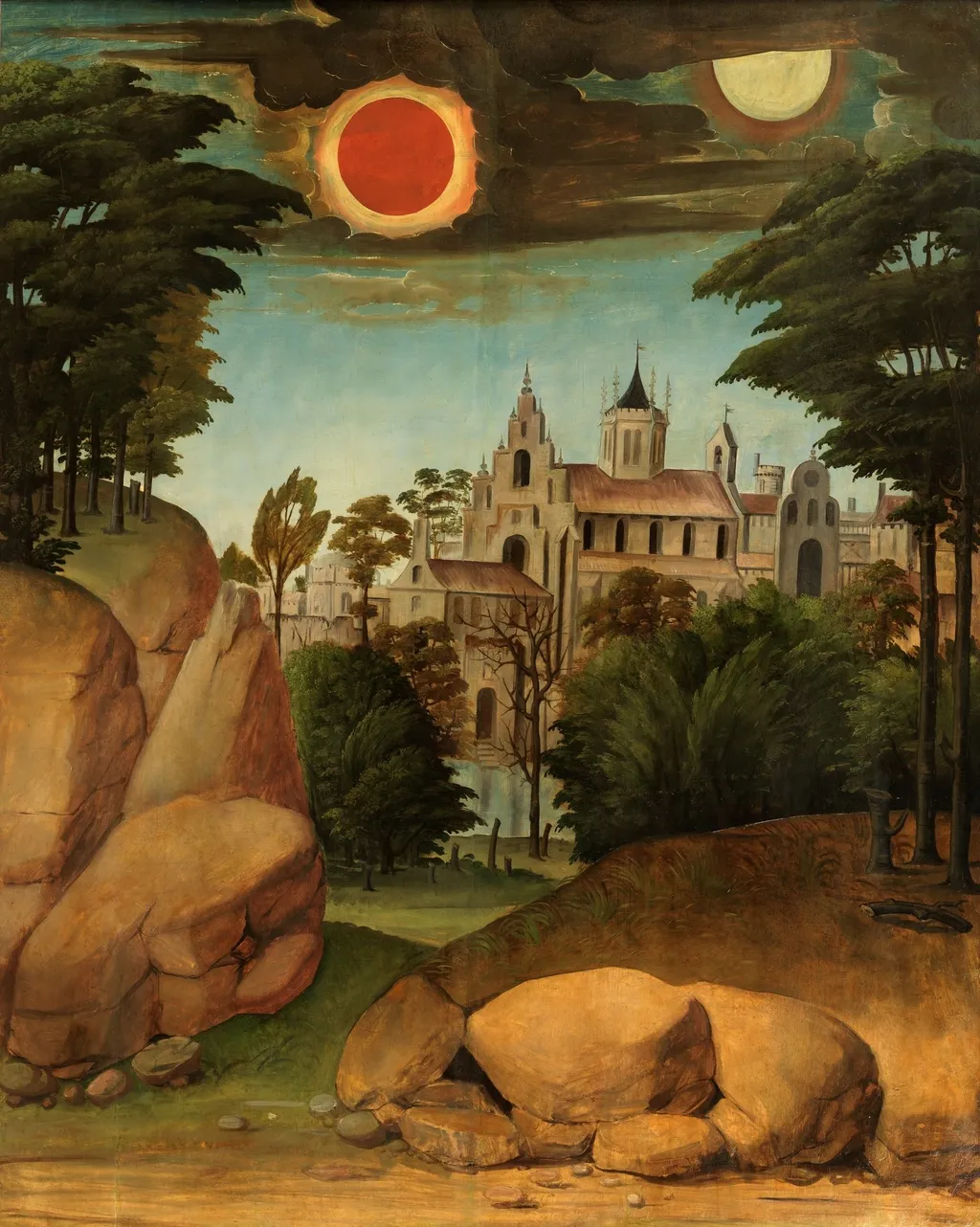 Paisaje con arquitectura, by León Picardo, oil, 1501