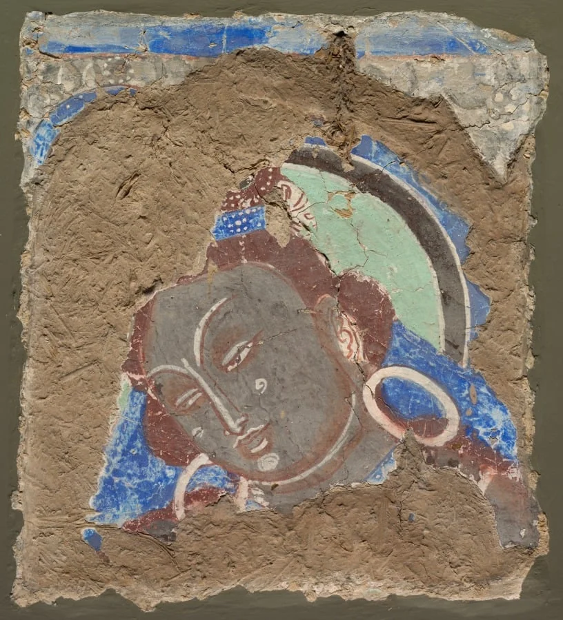 Fragment with a Head of Bodhisattva, detail