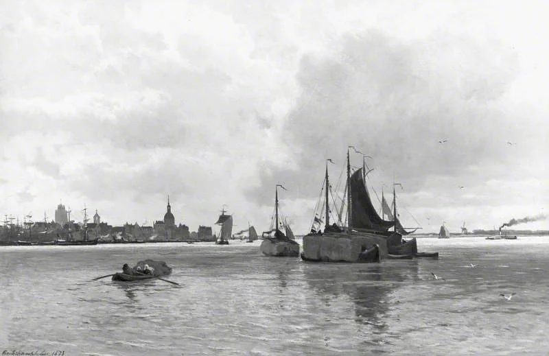 Dordrecht, with Shipping on the Meuse, detail