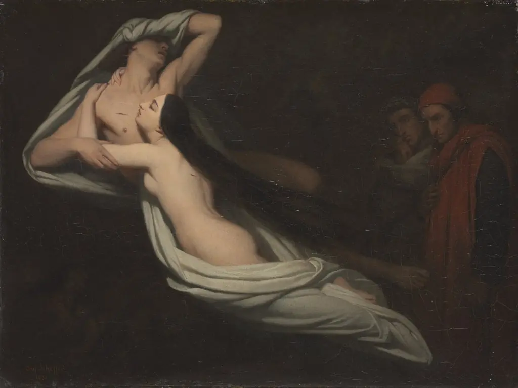 Dante and Virgil Meeting the Shades of Francesca da Rimini and Paolo, by Ary Scheffer, unspecified, 1851