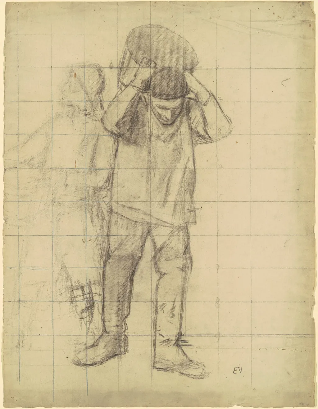 Study for "Pêcheurs de la mer du Nord" (Study for "Fishermen of the North Sea"), by Eugène Vail, graphite, 1893
