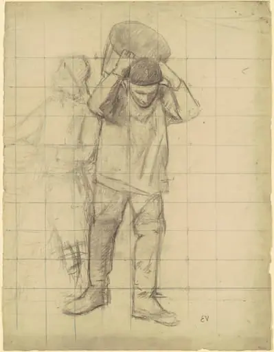Study for "Pêcheurs de la mer du Nord" (Study for "Fishermen of the North Sea"), by Eugène Vail, graphite, 1893