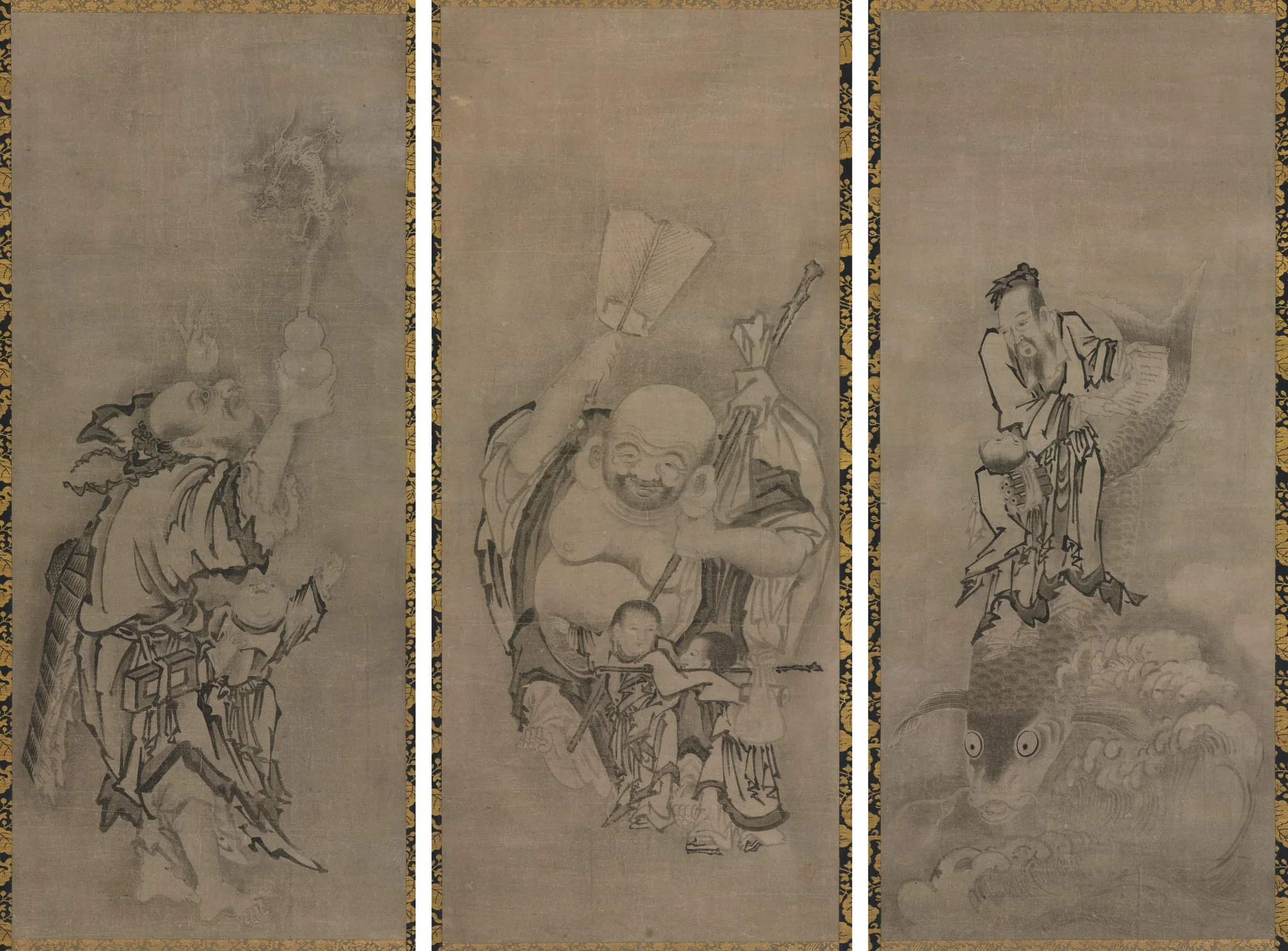 Hotei with Daoist Immortals, detail