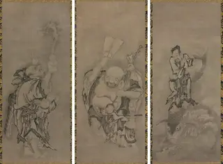 Hotei with Daoist Immortals, by Kyūseki Tomonobu, unspecified, 1700