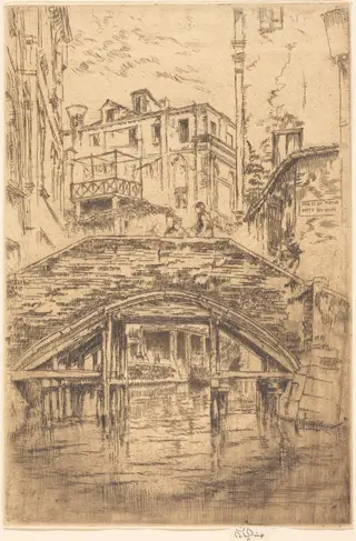 Ponte del Piovan, by James McNeill Whistler, ink, 1880