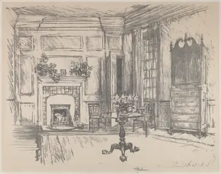 The Upper-room, Stenton, by Joseph Pennell, ink, 1912