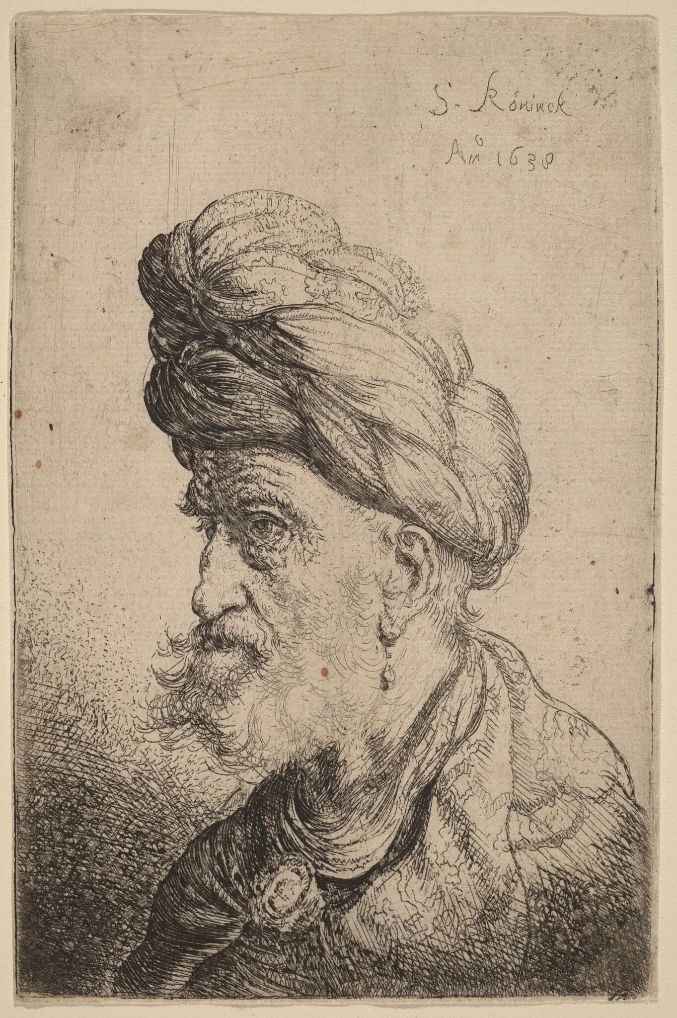 Bust of a Man with a Turban Facing Left, detail