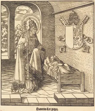 Saint Leo (Pope Leo IX), by Leonhard Beck, ink, 1517