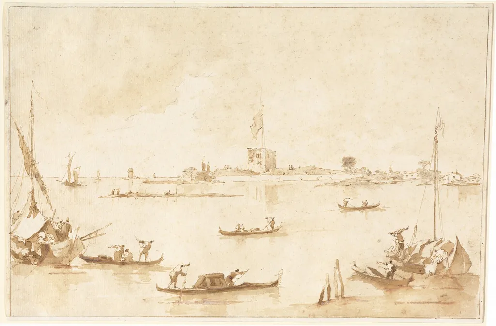 The Fortress of San Andrea from the Lagoon, by Francesco Guardi, ink, 1784