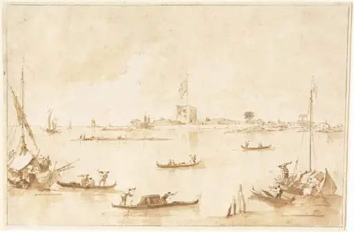 The Fortress of San Andrea from the Lagoon, by Francesco Guardi, ink, 1784