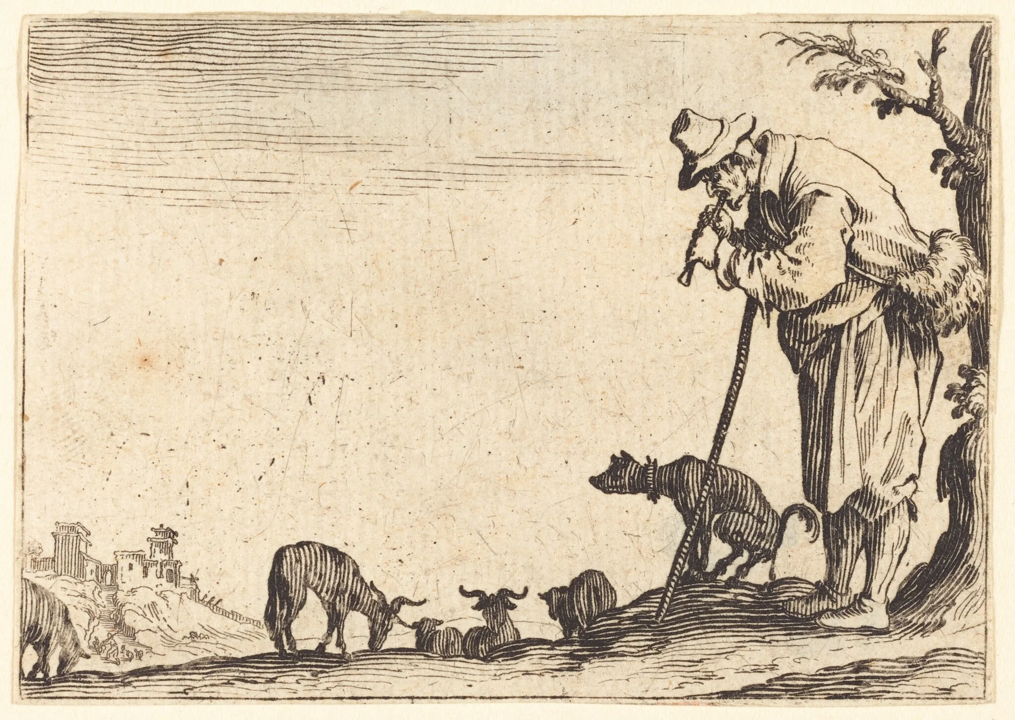 Shepherd Playing Flute, detail