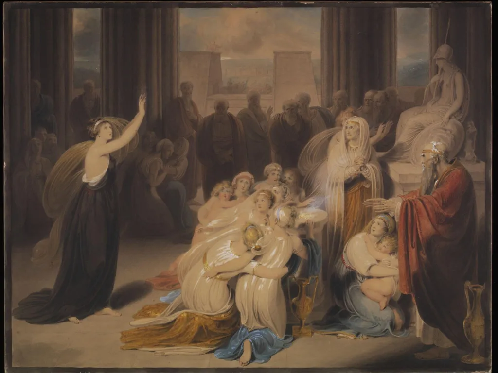 Cassandra in the Temple of Minerva, by Richard R.A. Westall, watercolor, 1797