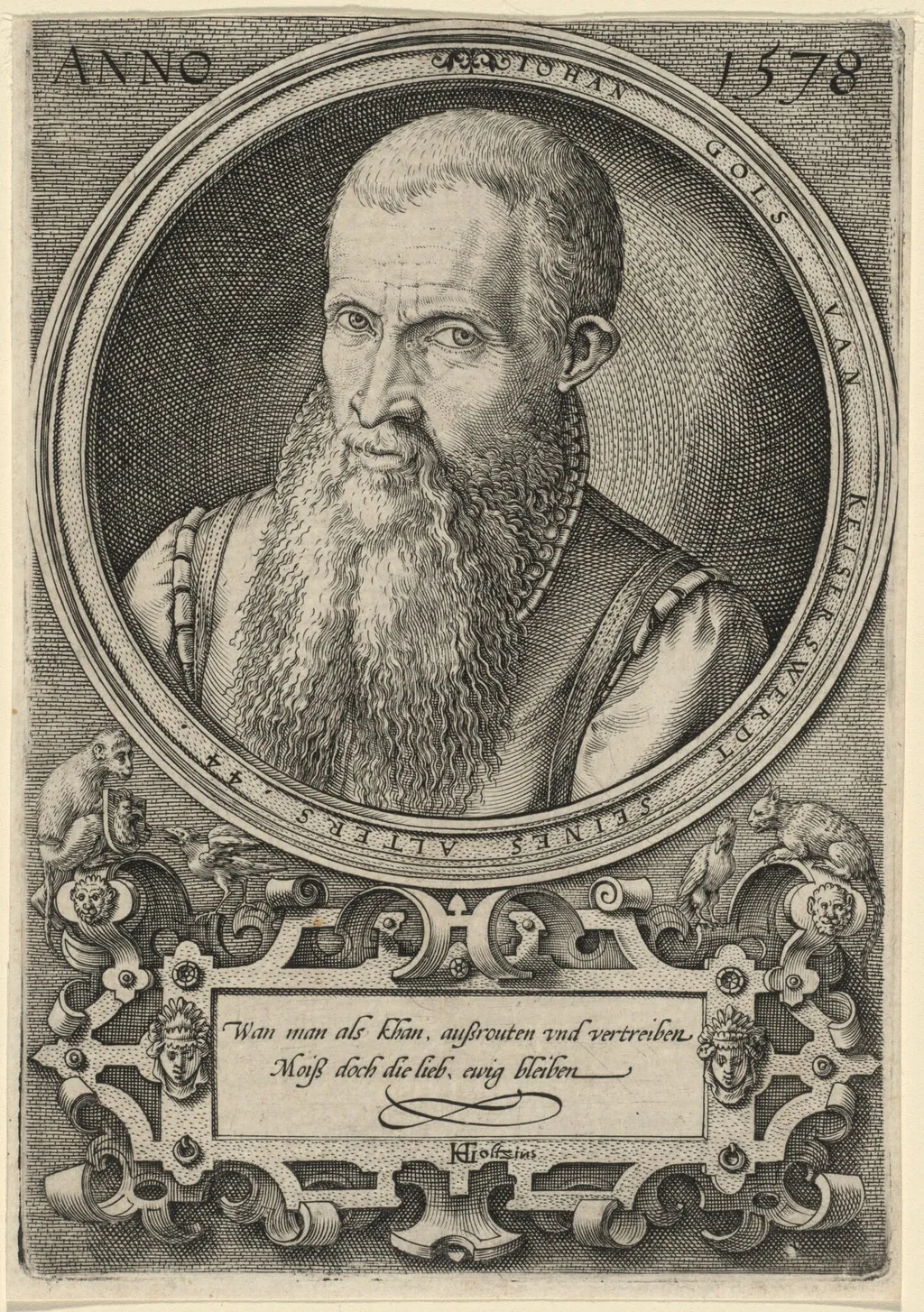 Johan Gols [The Artist's Father], by Hendrick Goltzius, ink, 1578