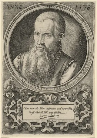 Johan Gols [The Artist's Father], by Hendrick Goltzius, ink, 1578