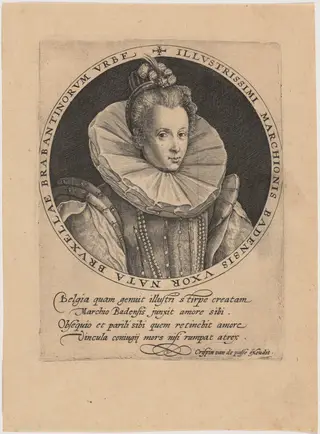 Elizabeth van Pallandt, Countess of Culemborg, Wife of Jacob, Margrave of Baden, by Crispijn van de Passe I, ink, 1601