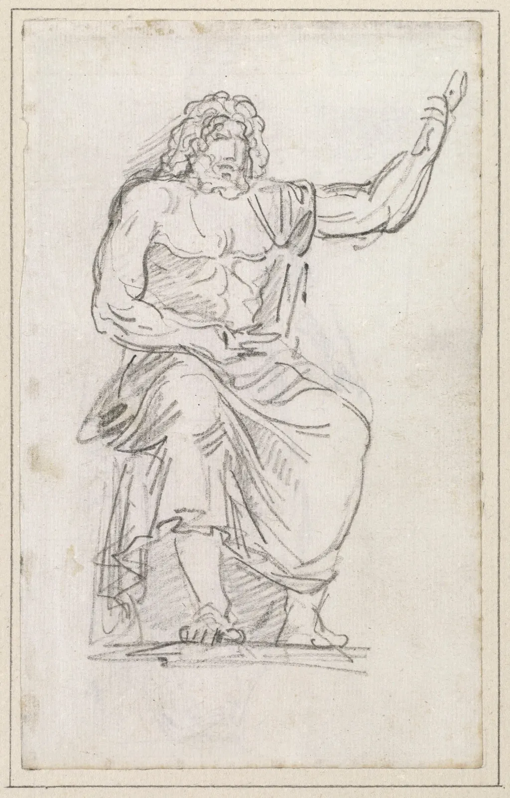 Statue of Jupiter, Seated [recto], by Hubert Robert, chalk, 1760