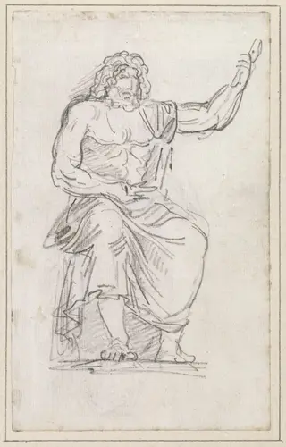 Statue of Jupiter, Seated [recto], by Hubert Robert, chalk, 1760