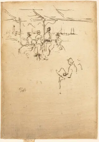 Ryde Pier, by James McNeill Whistler, ink, 1887