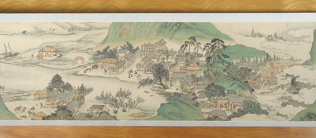 明/清 張宏 桃源勝概圖 卷|Peach Blossom Spring, detail