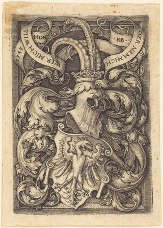 Coat of Arms with an Eagle, by Sebald Beham, ink, 1543