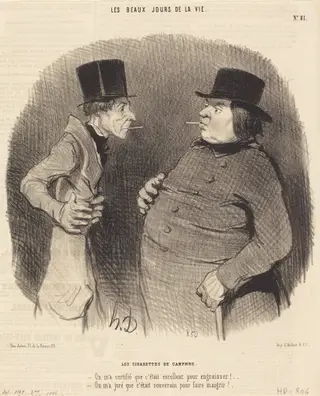 Les Cigarettes de camphre, by Honoré Daumier, ink, 1845