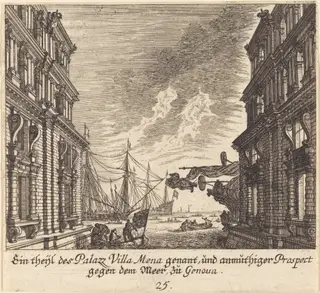 Palazzo Villamena, Genoa, by Melchior Küsel, ink, 1681