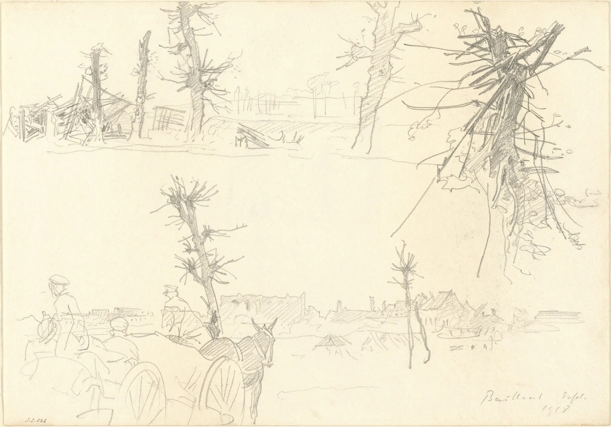Soldiers in a Devastated Landscape [recto], detail