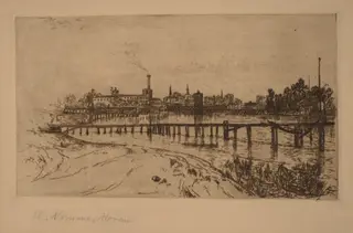 Newark, N.J., from the Passaic, by Mary Nimmo Moran, ink, 1879