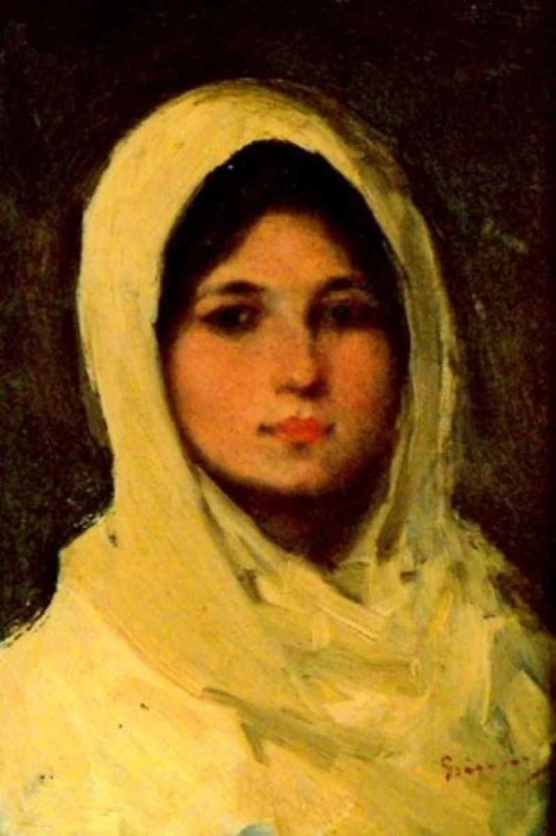 Fată cu maramă, detail
