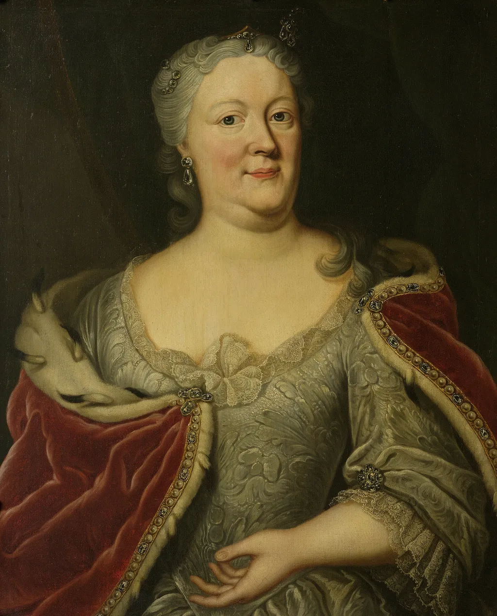 Portrait of Maria Louisa van Hessen-Kassel, called Maaike-Meu. Widow of the Stadtholder of Friesland John Willem Friso, Prince of Orange-Nassau, by Johann Philipp Behr, oil, 1750