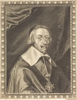 Armand Jean du Plessis, Cardinal Richelieu, by Michel Lasne, ink, 1628