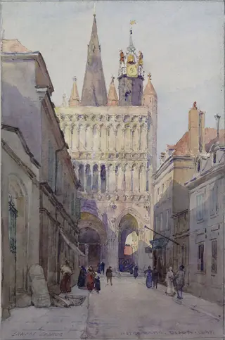 Notre Dame, Dijon, by Ernest George, watercolor, 1897