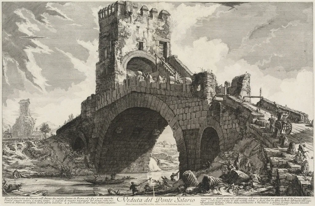 Veduta del Ponte Salario, by Giovanni Battista Piranesi, ink, 1756