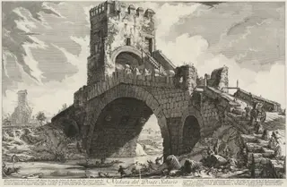Veduta del Ponte Salario, by Giovanni Battista Piranesi, ink, 1756