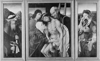 The Descent from the Cross, by Master of the Holy Blood, oil, 1520