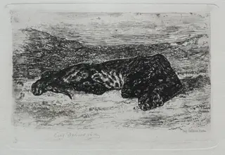 Crouching Tiger in the Desert, by Eugène Delacroix, 1846