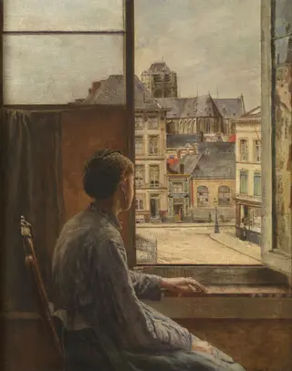 The Teniersplaats in Antwerp, by Henri de Braekeleer, oil