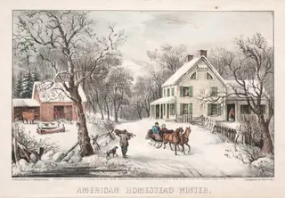 American Homestead, Winter, by James Merritt Ives, 1868