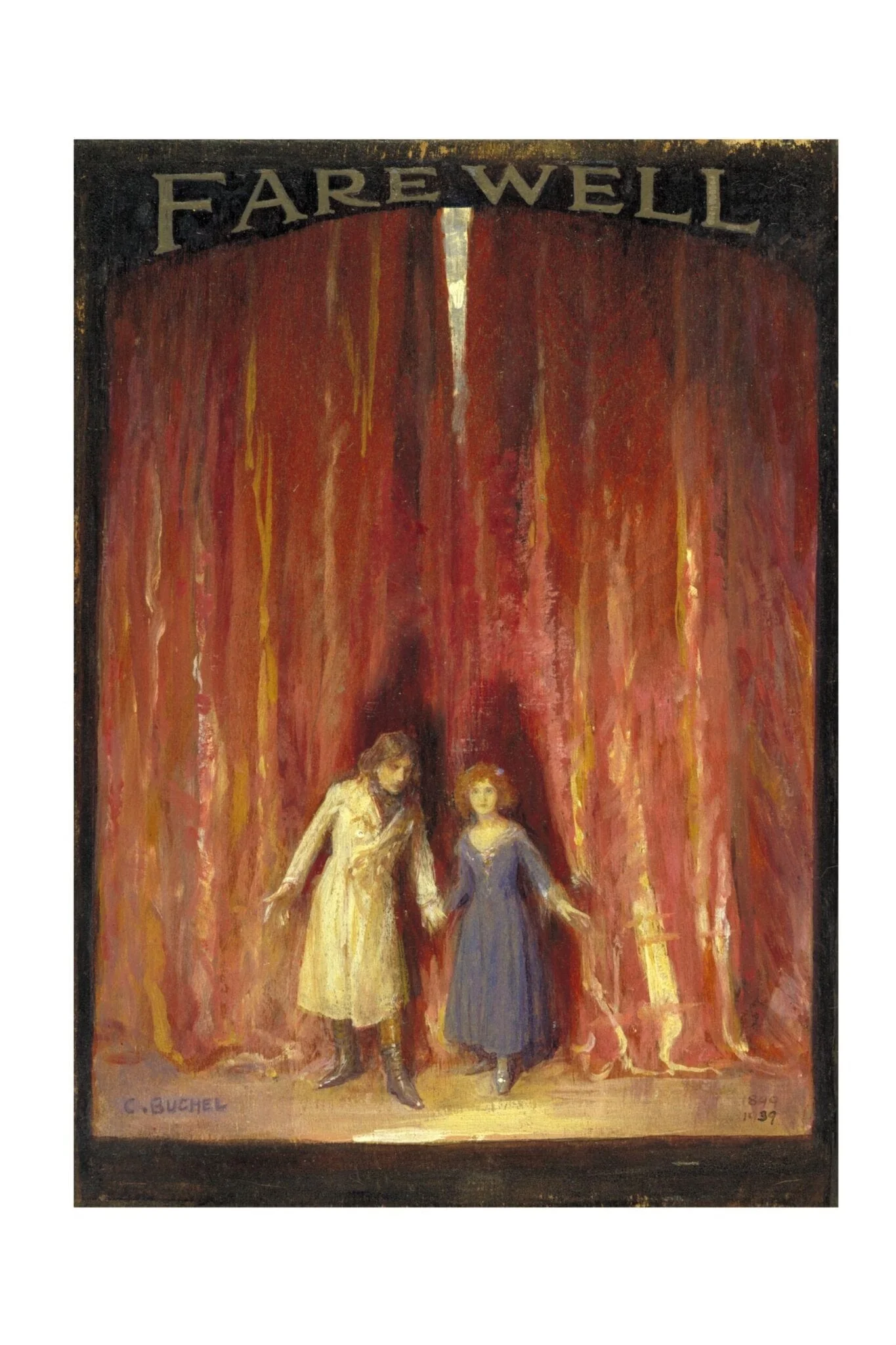 Sir John Martin-Harvey as Sydney Carton and Nina de Silva as Mimi in <i>The Only Way</i> by Freeman Wills and Frederick Langbridge, detail