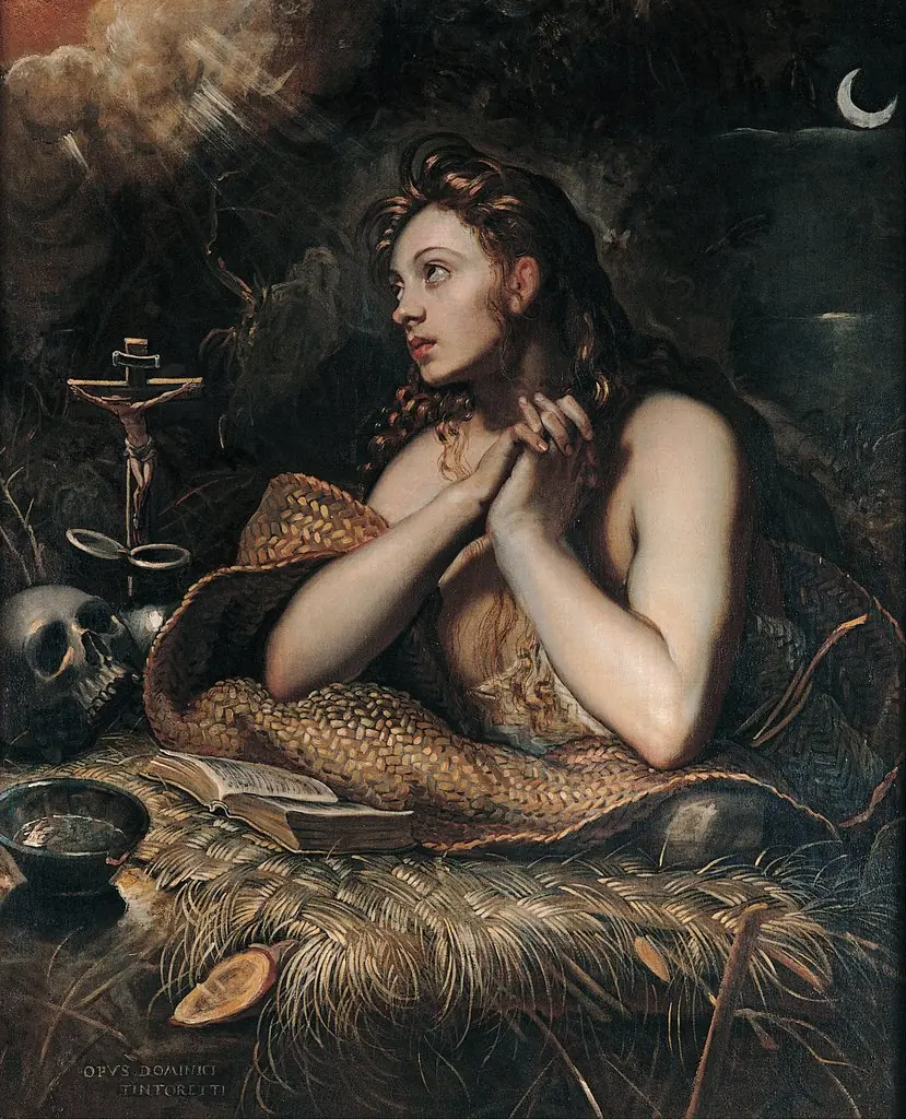 Penitent Magdalene, by Domenico Tintoretto, oil, 1596