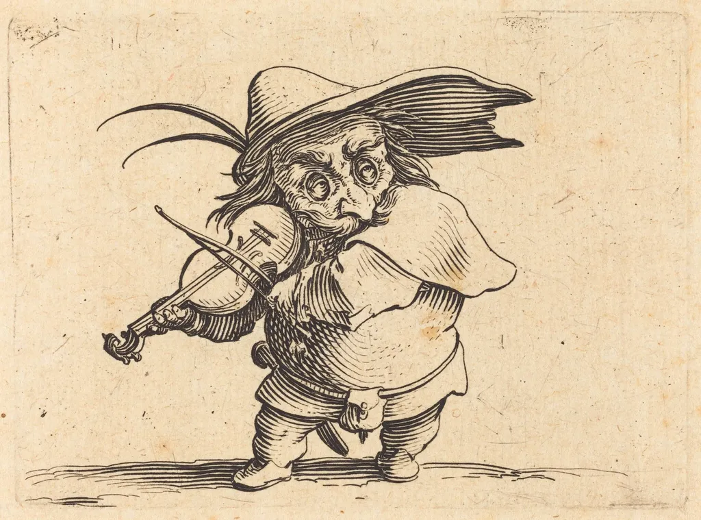 The Violin Player, by Jacques Callot, ink, 1622