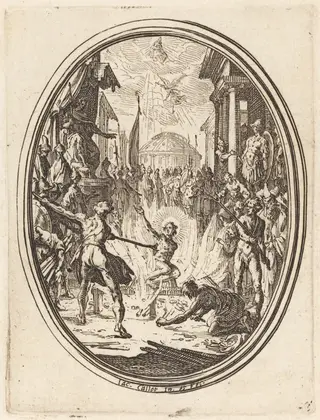 The Martyrdom of Saint Lawrence, by Jacques Callot, ink, 1626
