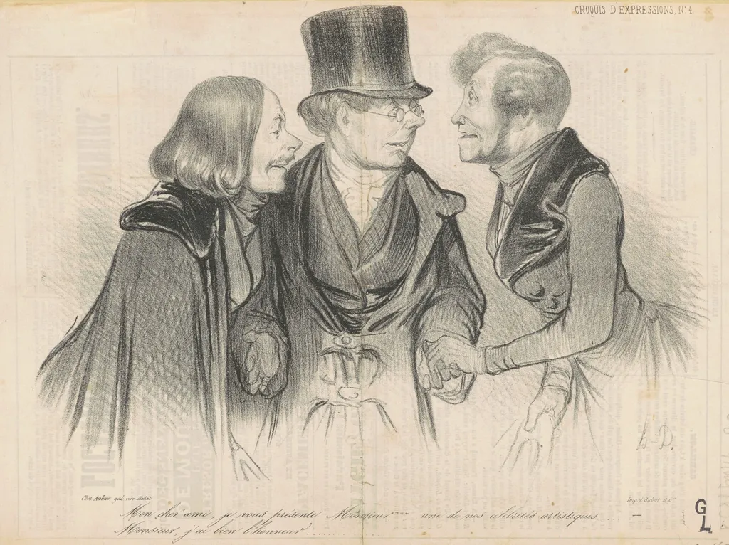 Mon cher ami, je vous présent Monsieur..., by Honoré Daumier, ink, 1838